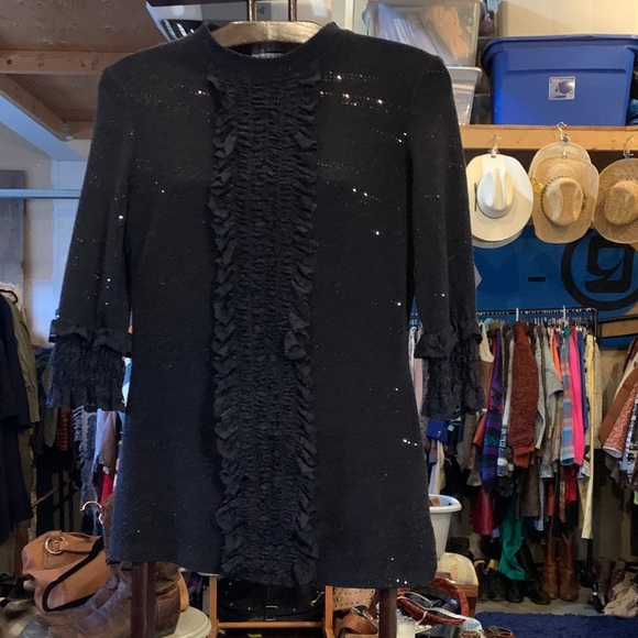 Joseph Ribkoff Black Ruffled Blouse - Picture 1 of 7